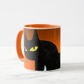 SCHWARZE CAT NINJA Orange Halloween Tasse (Vorderseite Links)
