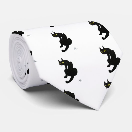 SCHWARZE CAT NINJA Schwarz-weiß Zeichnend Krawatte (Gerollt)