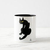 SCHWARZE CAT NINJA Weiß Zweifarbige Tasse (Mittel)