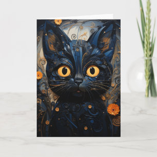 Schwarze Cat Orange Blume Jeden Anlaß Karte