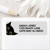 SCHWARZE CAT-PEED-ART-Rücksendeadressen-Aufkleber (Insitu)