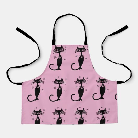 SCHWARZE CAT-RETRO-SCHÜRZE SCHÜRZE (Vorderseite)