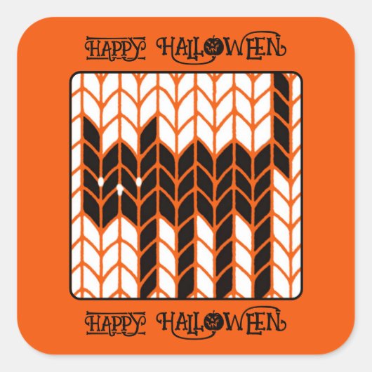 SCHWARZE CAT-STRICK Große Quadrat-Umschlag Aufkleb Quadratischer Aufkleber (Vorderseite)