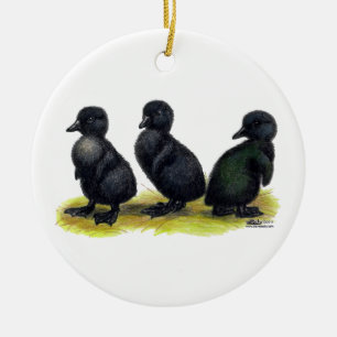 Schwarze Cayuga-Entenküken Keramikornament