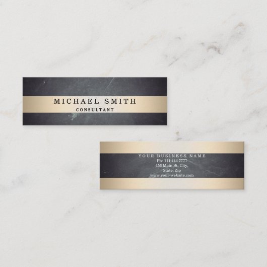Schwarze Chalkboard-Imitate - Gold gestreift Mini Visitenkarte (Vorne/Hinten)