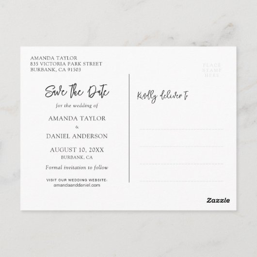 Schwarze Chalkboard-String-Leuchten Save the Date Postkarte (Rückseite)