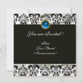 SCHWARZE CHAMPAGNE SILK DAMASK MONOGRAMM BLUE SAPP EINLADUNG (Rückseite)