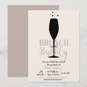 Schwarze Champagner-Glas-Brunch-Sekt-Braut-Brunch Einladung