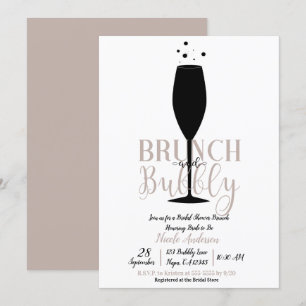 Schwarze Champagner-Glas-Brunch-Sekt-Braut-Brunch Einladung