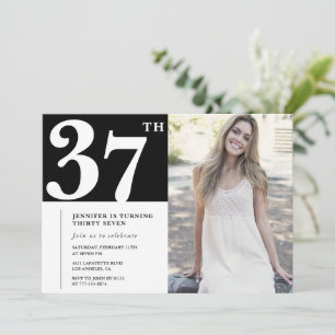 Schwarze Chic-Foto-Einladungen zum 37. Geburtstag Einladung