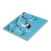 Schwarze Chickade auf Baumzweig Fliese (Seite)