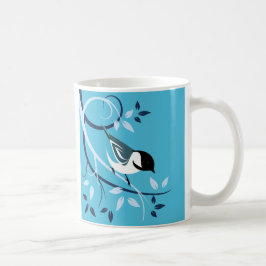 Schwarze Chickade auf Baumzweig Kaffeetasse