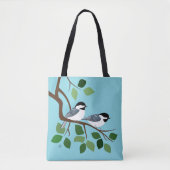 Schwarze Chickade auf Baumzweig Tasche (Vorderseite)