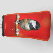 Schwarze Chickade auf Herbstrot Hintergrund Golf Headcover (Vorderseite)