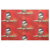 Schwarze Chickade auf Herbstrot Hintergrund Stoff (Fat Quarter (45,7 x 55,9 cm))