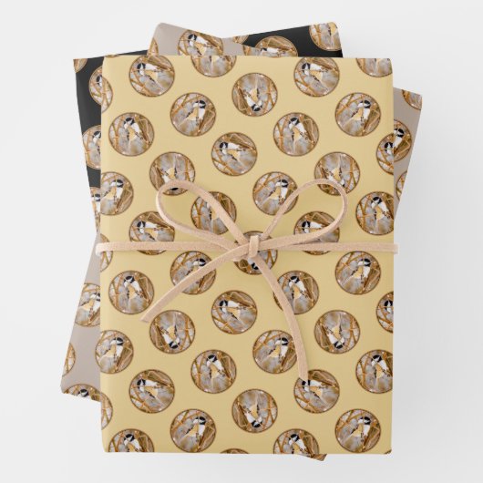 Schwarze Chickade im Winter Original Foto Geschenkpapier Set (Beispiel)