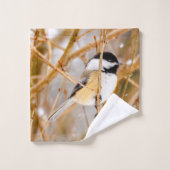 Schwarze Chickade - Original-Foto Badhandtuch Set (Waschlappen)