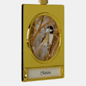 Schwarze Chickade - Original-Foto Banner-Ornament Gold (Rechts)