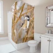 Schwarze Chickade - Original-Foto Duschvorhang (Beispiel)