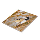 Schwarze Chickade - Original-Foto Fliese (Seite)