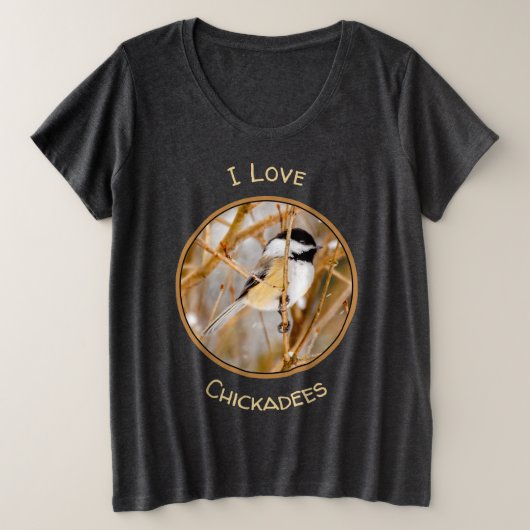 Schwarze Chickade - Original-Foto Große Größe T-Shirt (Design vorne)