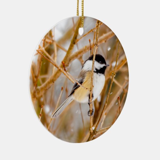 Schwarze Chickade - Original-Foto Keramik Ornament (Rechts)