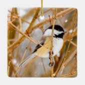 Schwarze Chickade - Original-Foto Keramikornament (Rückseite)