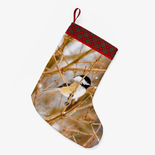 Schwarze Chickade - Original-Foto Kleiner Weihnachtsstrumpf (Vorderansicht (hängend))