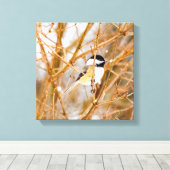 Schwarze Chickade - Original-Foto Leinwanddruck (Insitu (Holzboden))