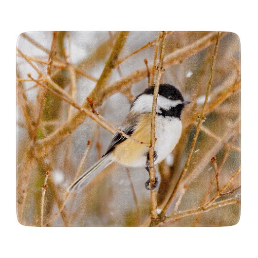 Schwarze Chickade - Original-Foto Schneidebrett (Vorderseite)
