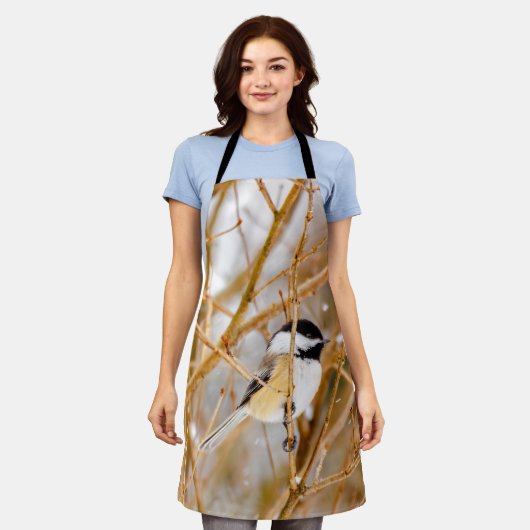 Schwarze Chickade - Original-Foto Schürze (Getragen)