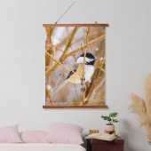 Schwarze Chickade - Original-Foto Wandteppich Mit Holzrahmen (Schlafzimmer)
