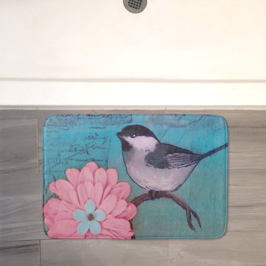 Schwarze Chickadee-Badematte Badematte