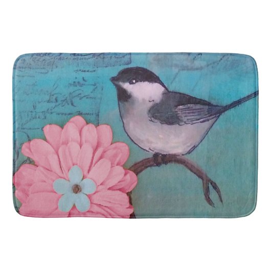 Schwarze Chickadee-Badematte Badematte (Vorderseite)