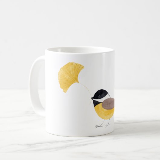 Schwarze Chickadee-Tasse Kaffeetasse (Vorderseite Links)