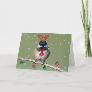 Schwarze Chickadee Weihnachtskarte Feiertagskarte