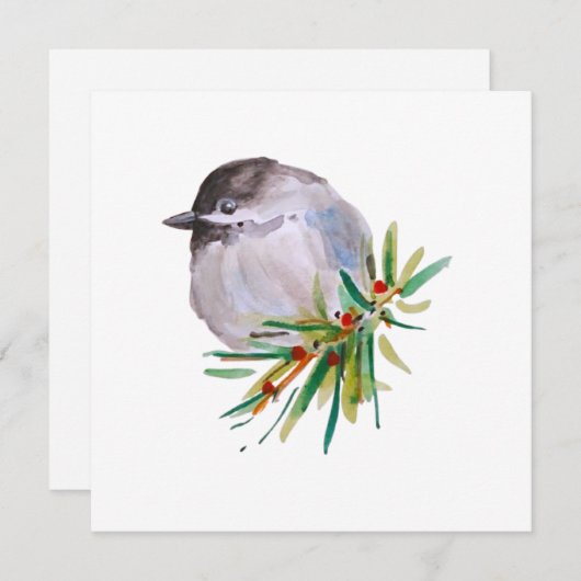 Schwarze Chickadewasser Feiertagskarte (Vorne/Hinten)