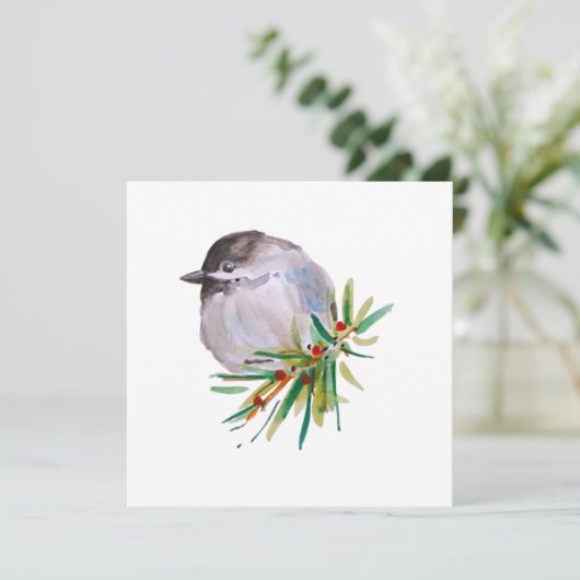 Schwarze Chickadewasser Feiertagskarte (Stehend Vorderseite)