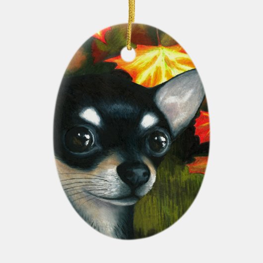 Schwarze Chihuahua des Hund101 Keramikornament (Vorne)