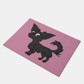 Schwarze Chihuahua mit dem langen Haar Fußmatte (Schrägansicht)