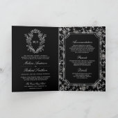 Schwarze Chinoiserie-Wappen-Hochzeit mit QR-Code Einladung (Innenseite)