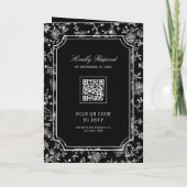 Schwarze Chinoiserie-Wappen-Hochzeit mit QR-Code Einladung (Rückseite)