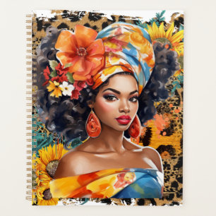 Schwarze christliche Frau Afroamerikanerin Melanin Planer