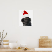 SCHWARZE CHRISTMAS KATZE MIT SANTA CLAUS HAT POSTER (Küche)