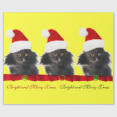 SCHWARZE CHRISTMAS KATZE, SANTA CLAUS HAT UND ROTE GESCHENKPAPIER (Flach)
