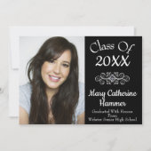 Schwarze "Class of 20XX" Foto Grad Ankündigung (Vorderseite)
