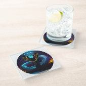 schwarze Cobra Schlange in deinem Gesicht Glasuntersetzer (Schrägansicht)