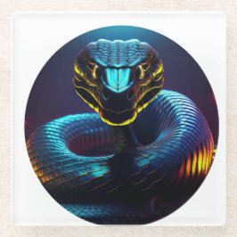 schwarze Cobra Schlange in deinem Gesicht Glasuntersetzer