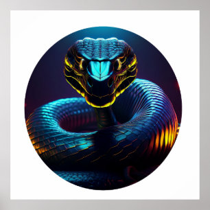 schwarze Cobra Schlange in deinem Gesicht Poster