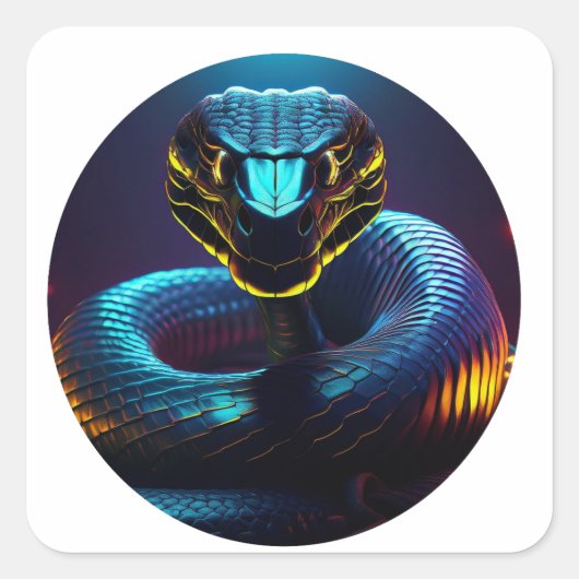 schwarze Cobra Schlange in deinem Gesicht Quadratischer Aufkleber (Vorderseite)